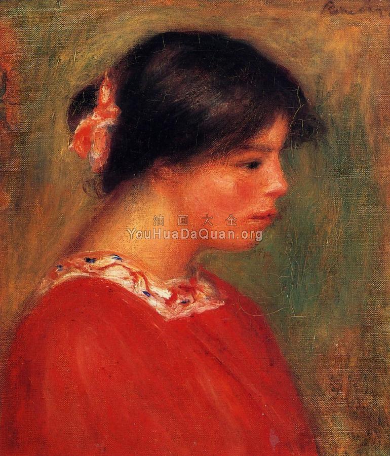 Head of a Woman in Red - 皮埃尔·奥古斯特·雷诺阿